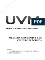 Memoria de Cáculo Elèctrica - Universidad Del Valle de México (Campus Toluca)