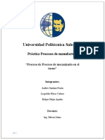 Universidad Politécnica Salesiana: Práctica Procesos de Manufactura