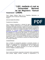 Decreto Creacion de La UNEM