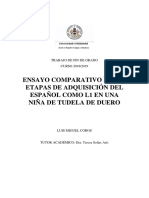 Ensayo Comparativo de Las Etapas de Adquisición Del Español Como L1 en Una Niña de Tudela de Duero - Luis Miguel Cobos