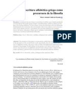 La Escritura Alfabética Griega Como Precursora de La Filosofía