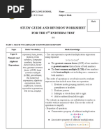 Math - Study Guide For 1st Endterm Test Checked (Key)