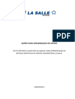 Ações para Organização de Artigo Texto Retirado e Adaptado Do Manual para Apresentação de Artigos Científicos Do Centro Universitário La Salle.