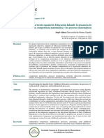 Transformando El Currículo Español de Educación Infantil: La Presencia de La Competencia Matemática y Los Procesos Matemáticos