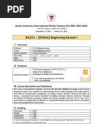 IKL211 - Beginning Korean I