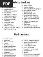 Oral Lesion List