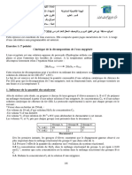 Exercice 1 (7 Points) Cinétique de La Décomposition de L'eau Oxygénée