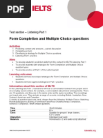 Listening Part 1 Form Completion and Mcqs