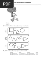 Evaluacion de Matematica 1º Grado