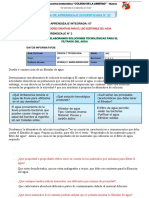 Ficha de Aprendizaje #22 DISEÑAMOS Y ELABORAMOS SOLUCIONES TECNOLÓGICAS PARA EL FILTRADO DEL AGUA