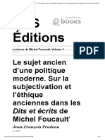 Le Sujet Ancien D Une Politique Modern. Sur La Subjectivation Et L Ethique Anciennes Dans Les Dits Et Écrits de Michel Foucault