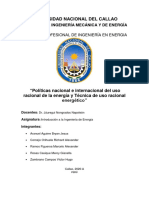 Políticas Nacional e Internacional Del Uso Racional de La Energía y Técnica de Uso Racional Energético