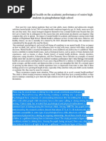 The Effect of Mental Health On The Academic Performance of Senior High Students in Pinagbuhatan High School