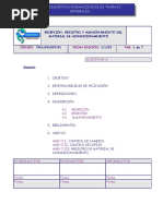 Pnlpg00701 Recepción Registro y Almacenamiento Del Material de Acondicionamiento