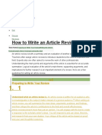 How To Write An Article Review