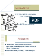 Menu Analysis