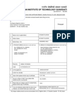 Indian Institute of Technology Guwahati: Form of Application For Appointment (Non-Faculty) by Selection