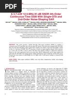 A 3.7-MW 12.5-MHz 81-DB SNDR 4th-Order Continuous-Time DSM With Single-OTA and 2nd-Order Noise-Shaping SAR