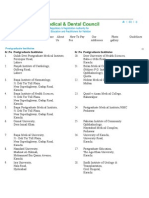 Postgraduate Institutes Recognized by PMDC