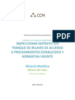 U - Inspeccionar Depósito Yo Tranque de Relaves de Acuerdo A Procedimientos Establecidos y Normativa Vigente