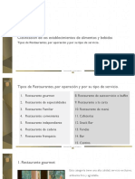 Clasificación de Los Establecimientos de Alimentos y Bebidas Tipos de Restaurantes