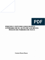 Edicion Y Estudio Linguistico-Literario de El Auto de Los Reyes Magos de Paredes de Nava