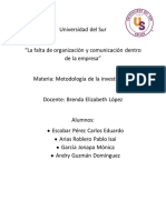 La Falta de Organización y Comunicación Dentro de La Empresa