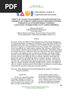 Effect of Talent Management and Knowledge Management On Company Reputation With Employee Performance As An Intervening Variable