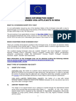 Common Information Sheet For Schengen Visa Applicants in India