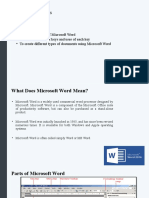 Parts of Microsoft Word and Shortcut Keys