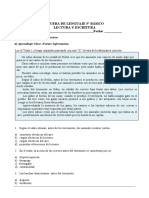 PRUEBA DE LENGUAJE 5 BÁSICO LECTURA Y ESCRITURA Nombre - Fecha