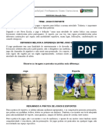 8° Atividade - Educação Fisica - Jogos e Esportes