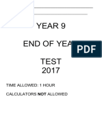 Y9 End of Year 2017 (Non-Calc)