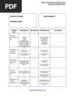 Station 3 Neurology MRCP PACES Mark Sheet