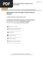 Optimization of The Tilt Angle of Solar Panels For Malaysia