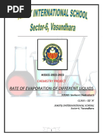 Chemistry Project - RATE OF EVAPORATION OF DIFFERENT LIQUIDS, Yashasvi Chakrabarti, 12-A