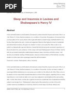 Sleep and Insomnia in Levinas and Shakespeare's Henry IV