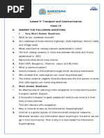 Lesson 9: Transport and Communication Class: IV: D. Answer The Following Questions. I. Very Short Answer Questions