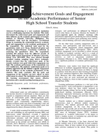 Influence of Achievement Goals and Engagement On The Academic Performance of Senior High School Transfer Students