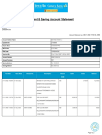 Current & Saving Account Statement: Mahadevamma .C W O Mahadevaiah S Asst Mistress G H P S Sogala Channapatna