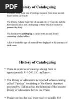 History of Cataloguing