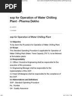 Sop For Operation of Water Chilling Plant - Pharma Dekho