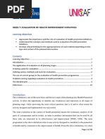 Week 7 Evaluation of Health Improvement Initiatives