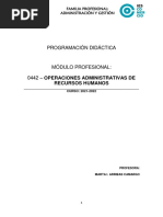 2021 - 2022 Programacion de Operaciones Administrativas de Recursos Humanos