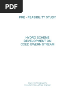 Pre-Feasibility Study For Small Hydro Scheme in Wales