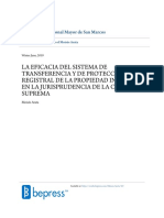 La Eficacia Del Sistema de Transferencia y de Protección Registral de La Propiedad Inmueble en La Jurisprudencia de La Corte Suprema