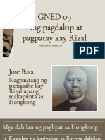 Gned 9 Hongkong, Pagdakip at Pagpatay Kay Rizal