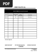 Hse Manual: Document Status Page