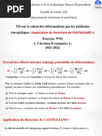 Calcul Des Déformations Par Les Méthodes Énergétiques (CASTIGLIANO)