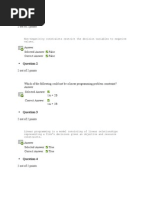 Linear Programming Method Sample Quiz